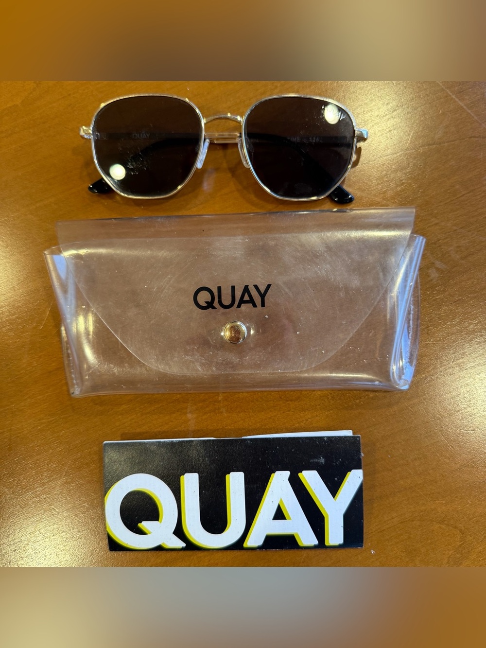 Quay Australia Silver Frame Sunglasses with Black Lenses